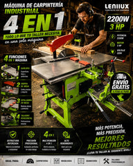 MAQUINA DE CARPINTERIA INDUSTRIAL 4 EN 1 2200W/ 3HP